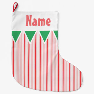 Grande Chaussette De Noël Menthe poivrée/Sucre de canne Stockage de Noël