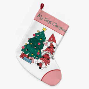 Grande Chaussette De Noël Mes premiers cadeaux personnalisés de Noël