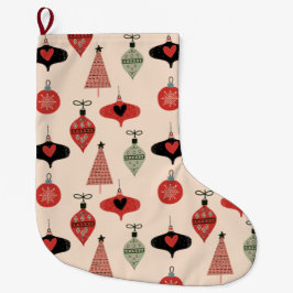 Grande Chaussette De Noël Mi-siècle moderne Noël Grand Stock de Noël