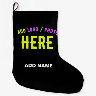 GRANDE CHAUSSETTE DE NOËL MODERNE ET MODERNE PERSONNALISABLE NOIR VÉRIFIÉ