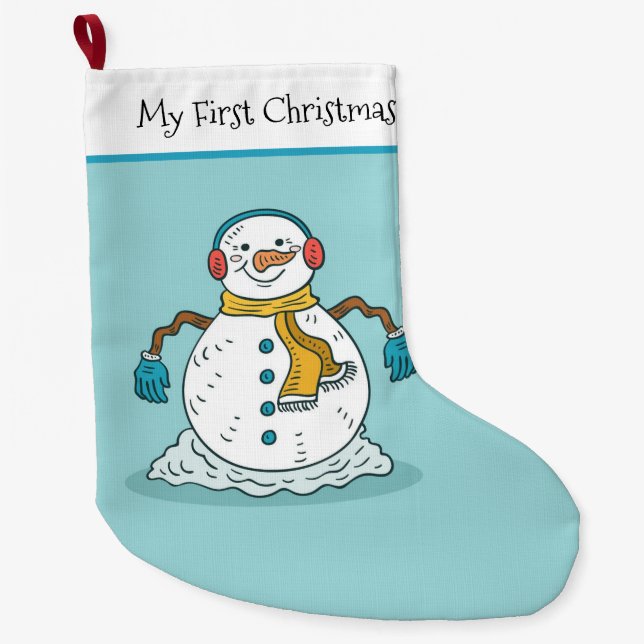 Grande Chaussette De Noël Mon premier Snowman de Noël (Devant)