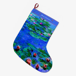 Grande Chaussette De Noël Monet - Lilies d'eau (rouge)