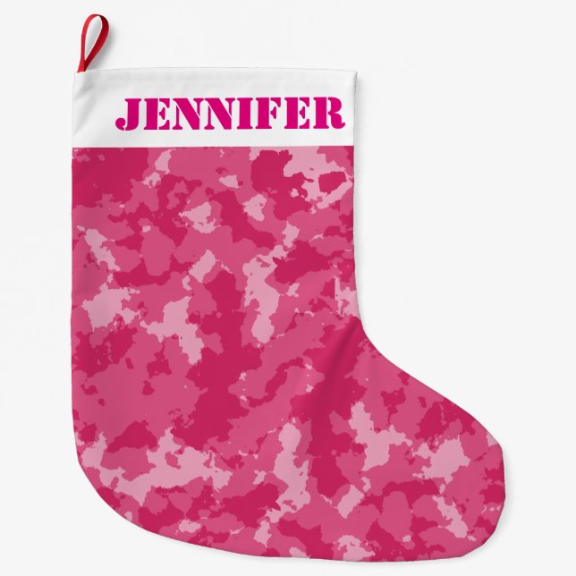 Grande Chaussette De Noël Motif Camo rose (Devant)