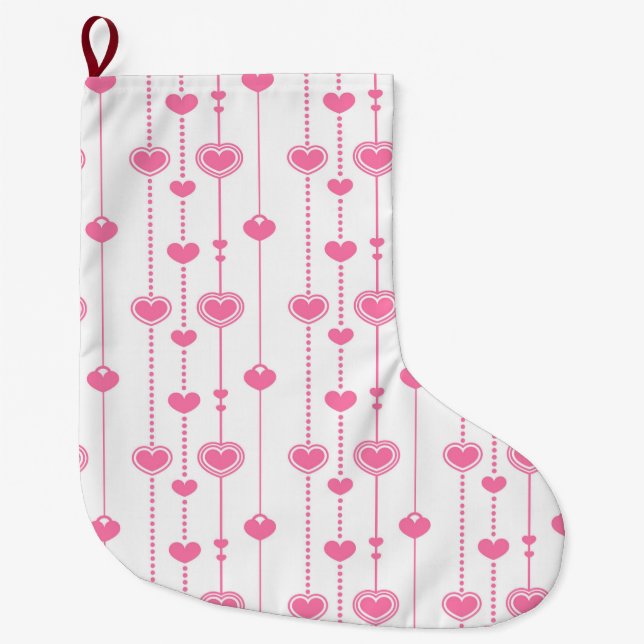 Grande Chaussette De Noël Motif Cœurs 26 (Devant)