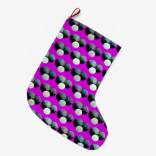 Grande Chaussette De Noël Motif de boules de pelouse roses,