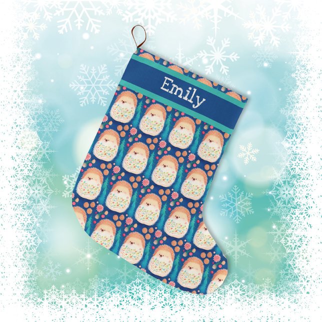 Grande Chaussette De Noël Motif de hérisson (Créateur téléchargé)