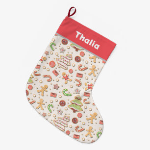 Grande Chaussette De Noël Motif de Noël Cookie - Doux et Festive