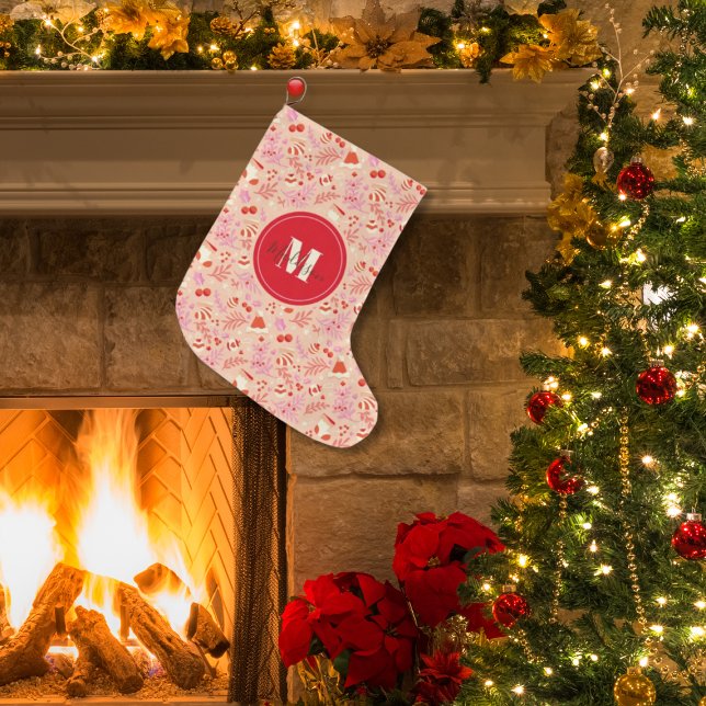 Grande Chaussette De Noël Motif de Noël de style rétro (Créateur téléchargé)