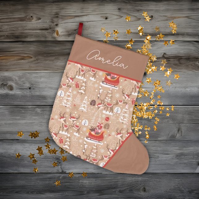 Grande Chaussette De Noël Motif de rennes de Noël personnalisé (Créateur téléchargé)