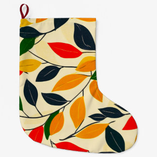Grande Chaussette De Noël Motif feuille