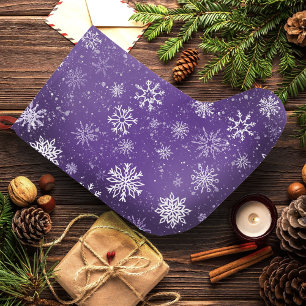 Grande Chaussette De Noël Motif Flocons de Neige Violets Magique Vacances d'