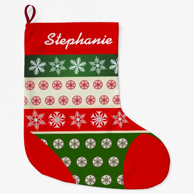 Grande Chaussette De Noël Motif mignon de flocons de neige (Devant)