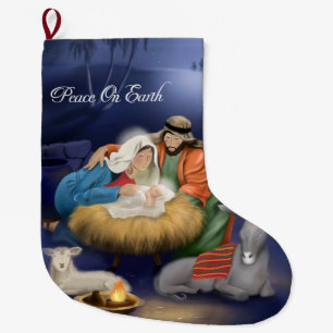 Grande Chaussette De Noël Naissance de Noël du bas de Jésus