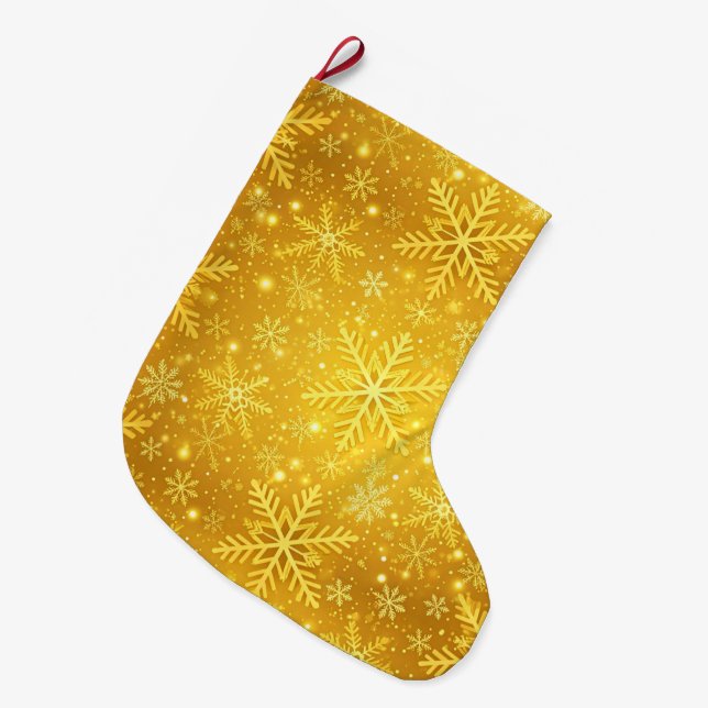 Grande Chaussette De Noël Neige dorée (Devant (Accrochage))