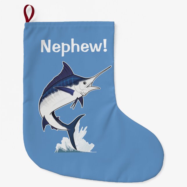 Grande Chaussette De Noël Neveu : Marlin bleu atlantique (Devant)