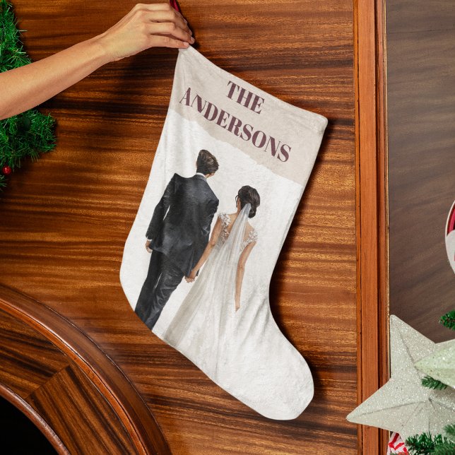 Grande Chaussette De Noël Newlyweds Personalized Photo Christmas Stocking (Créateur téléchargé)