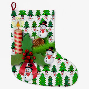 Grande Chaussette De Noël Noël, bonhomme de neige de Noël