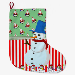 Grande Chaussette De Noël Noël, bonhomme de neige de Noël