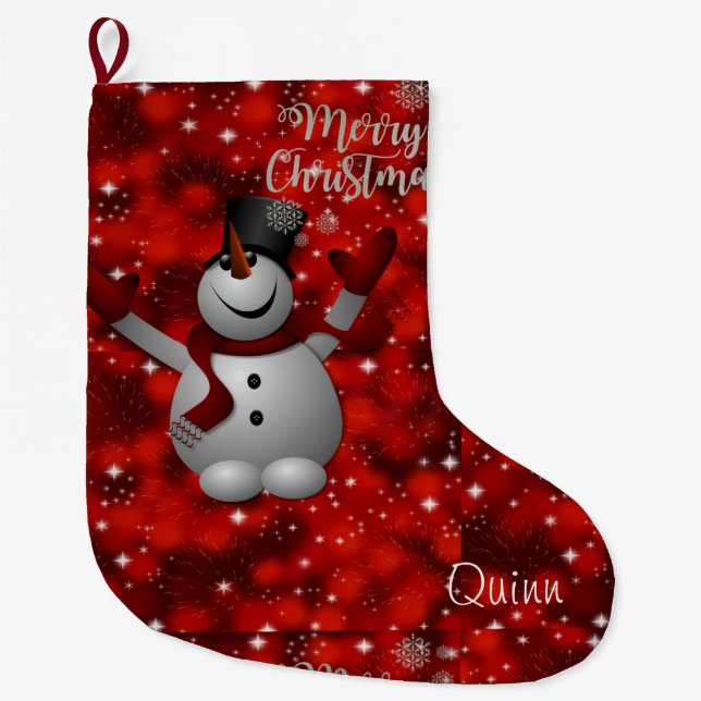 Grande Chaussette De Noël Noël, bonhomme de neige de Noël (Devant)