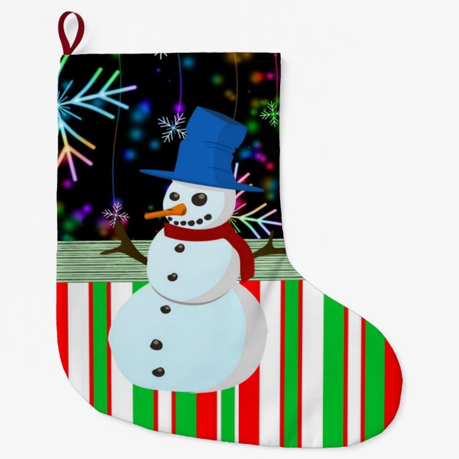 Grande Chaussette De Noël Noël, bonhomme de neige de Noël (Devant)