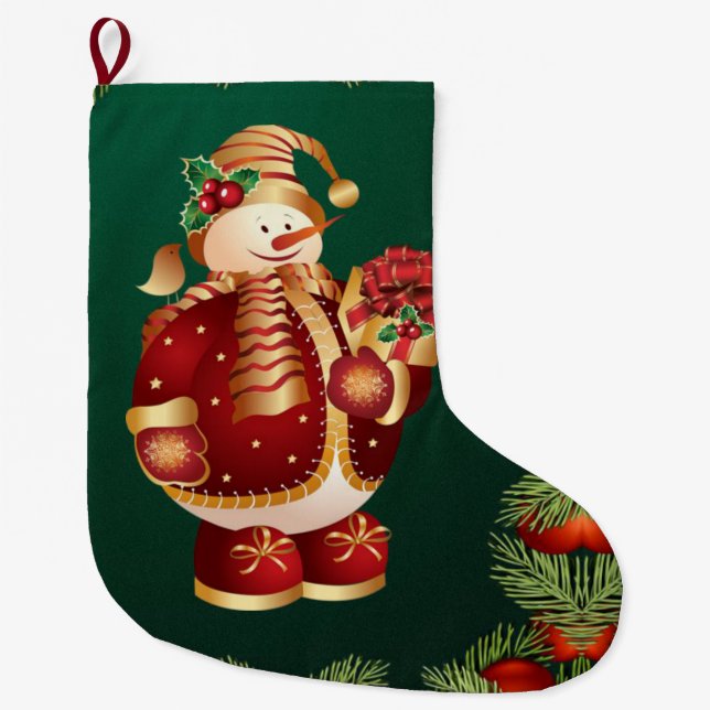 Grande Chaussette De Noël Noël, bonhomme de neige de Noël (Devant)