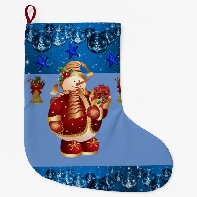 Grande Chaussette De Noël Noël, bonhomme de neige de Noël (Devant)