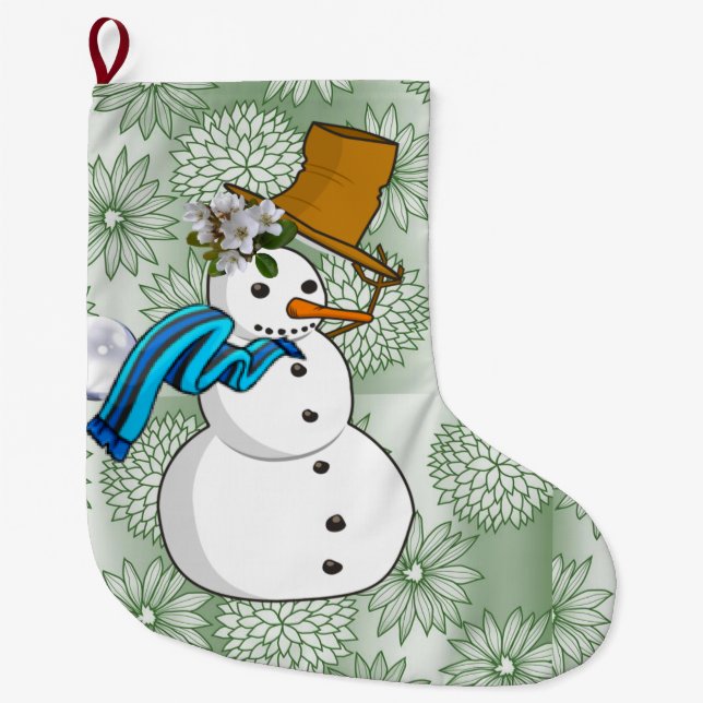 Grande Chaussette De Noël Noël, bonhomme de neige de Noël (Devant)