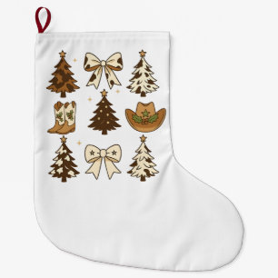 Grande Chaussette De Noël Noël Boot Cowboy Père Noël Occidentale Noël