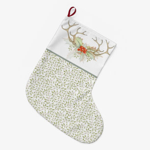 Grande Chaussette De Noël Noël Campagne à l'aquarelle verdure