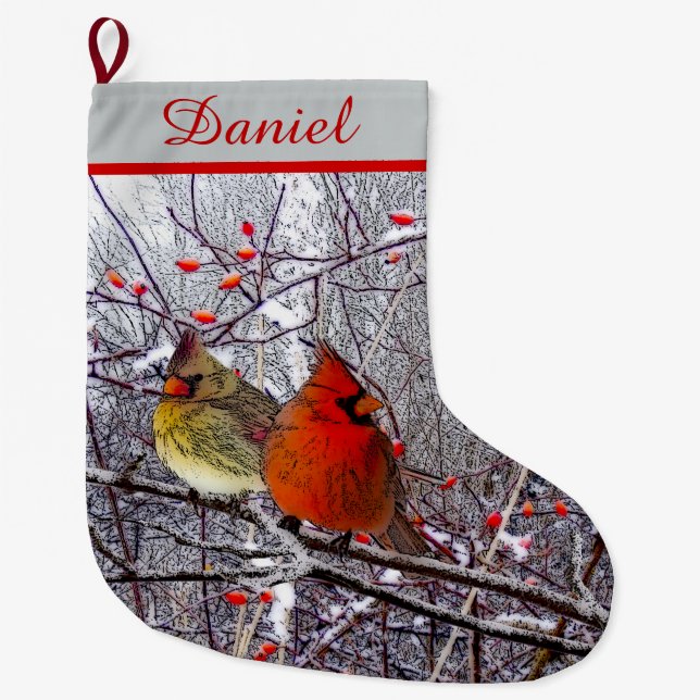 Grande Chaussette De Noël Noël cardinal (Devant)