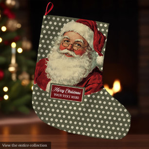 Grande Chaussette De Noël Noël Classique Père Noël Stocker Avec Charme