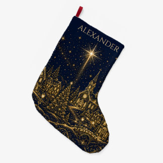 Grande Chaussette De Noël Noël dans les Étoiles | Village de Noël