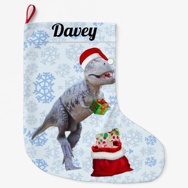 Grande Chaussette De Noël Noël de Dinosaur (Devant)