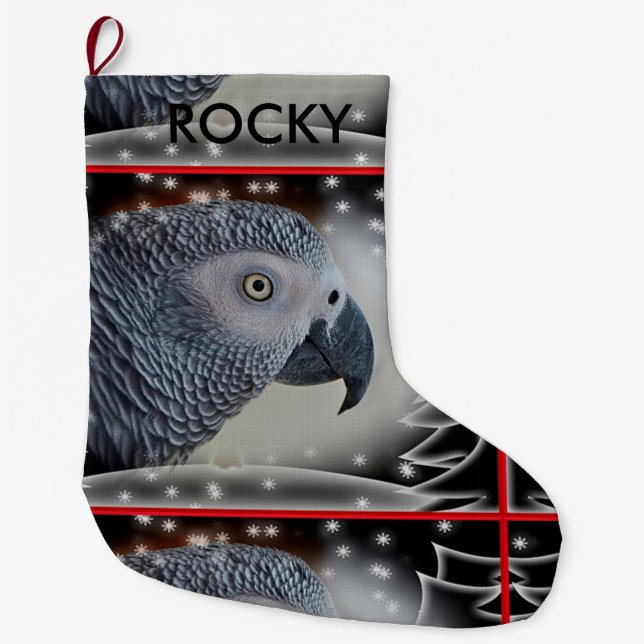 Grande Chaussette De Noël Noël de Milou de gris africain (Devant)