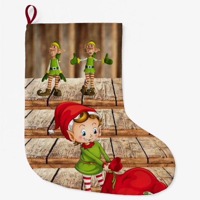 Grande Chaussette De Noël Noël, Elfe (Devant)