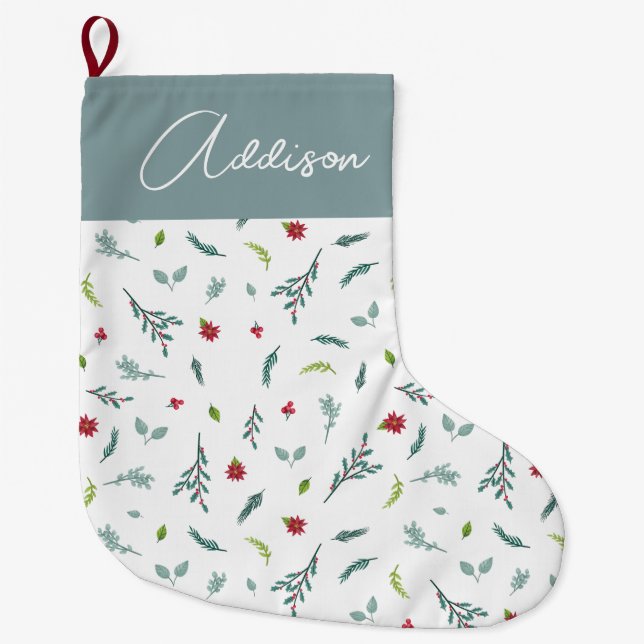 Grande Chaussette De Noël Noël Monogramme de vacances d'hiver classique (Devant)