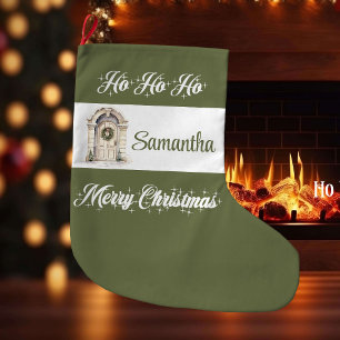 Grande Chaussette De Noël Noël nordique personnalisé pastel doux et cosy