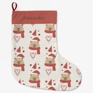 Grande Chaussette De Noël Noël personnalisé capybara cosy