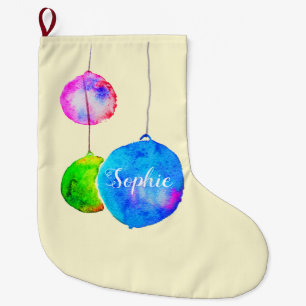 Grande Chaussette De Noël Noël rose et bleu moderne