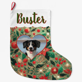 Grande Chaussette De Noël Noël Stocker avec toute photo, personne ou animal 