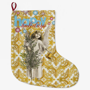 Grande Chaussette De Noël Noël Stocker, Noël Angel Joyeux Vacances