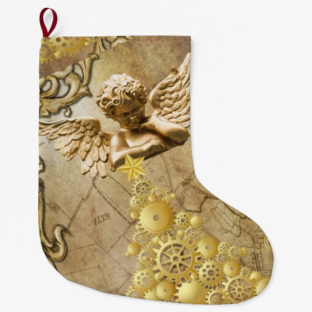 Grande Chaussette De Noël Noël Stocker, Noël Gold Angel (Devant)