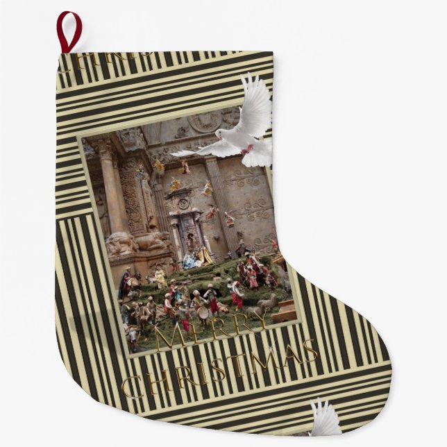 Grande Chaussette De Noël Noël Stocker, Noël Jésus Nativité (Devant)
