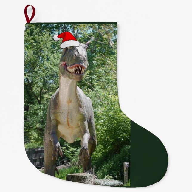 Grande Chaussette De Noël Noël T-Rex (Devant)