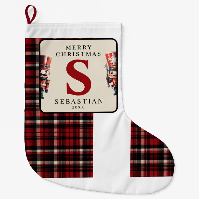 Grande Chaussette De Noël Noisette de Noël Monogramme Noël (Devant)