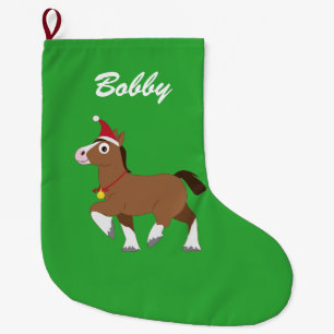 Grande Chaussette De Noël Nom de casquette de Père Noël de cheval de