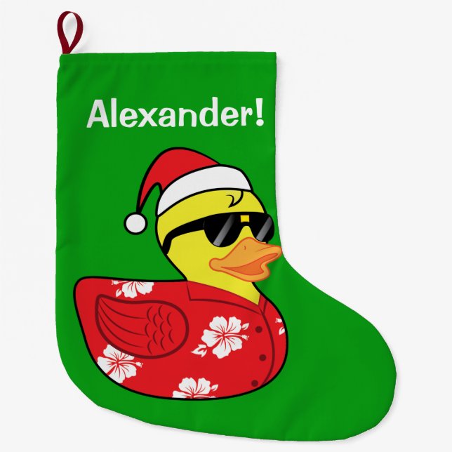 Grande Chaussette De Noël Nom-Personnalisable mignon en caoutchouc de Noël (Devant)