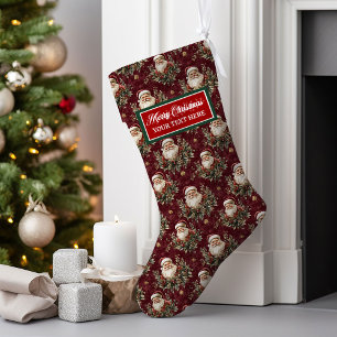 Grande Chaussette De Noël Nom personnalisé Aquarelle Noël Stockage