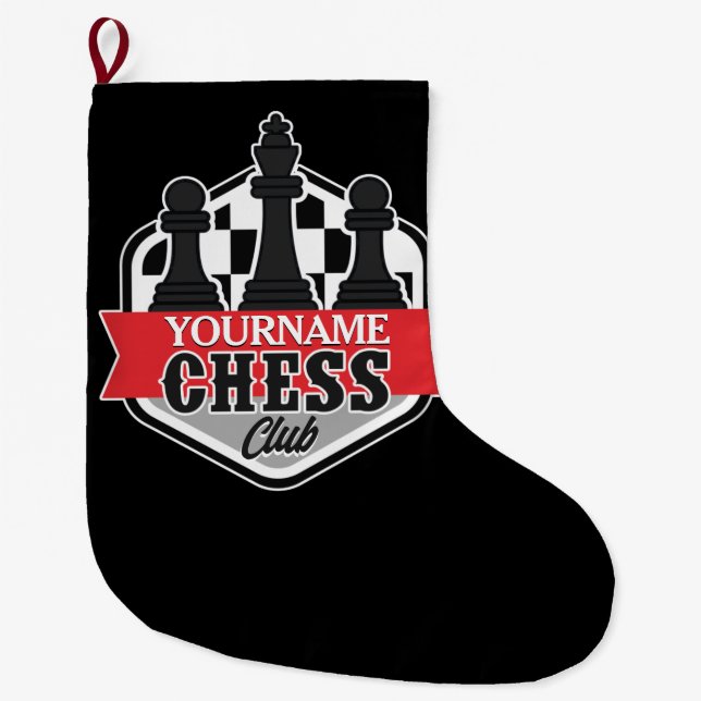 Grande Chaussette De Noël Nom personnalisé Chess Player Club Checkmate (Devant)