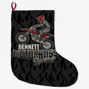 Grande Chaussette De Noël Nom personnalisé Dirt Vélo Rider Motocross Racing